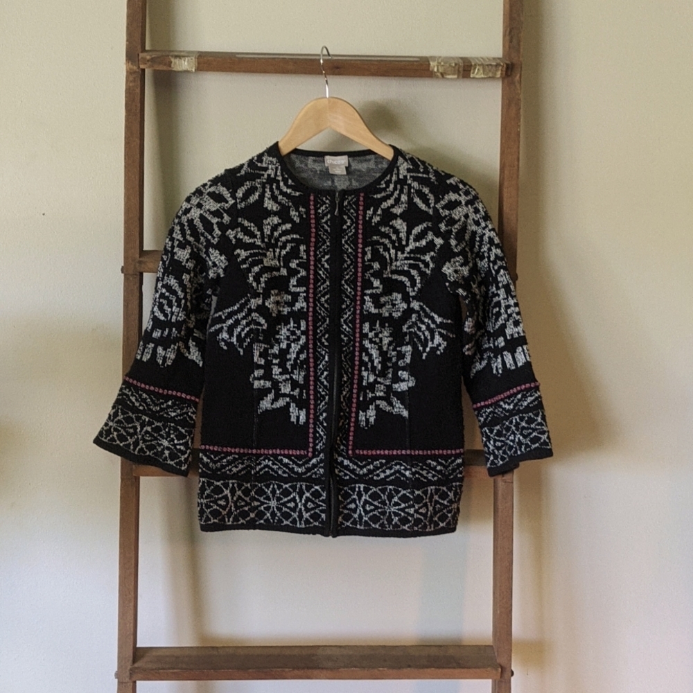 Zippered Cardigan with bell sleeves